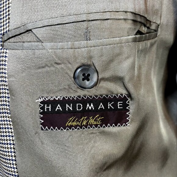 Jack Victor Handmake Men's Sport Coat Blazer‎ 46L Houndstooth Wool Suit Jacket - Picture 10 of 12